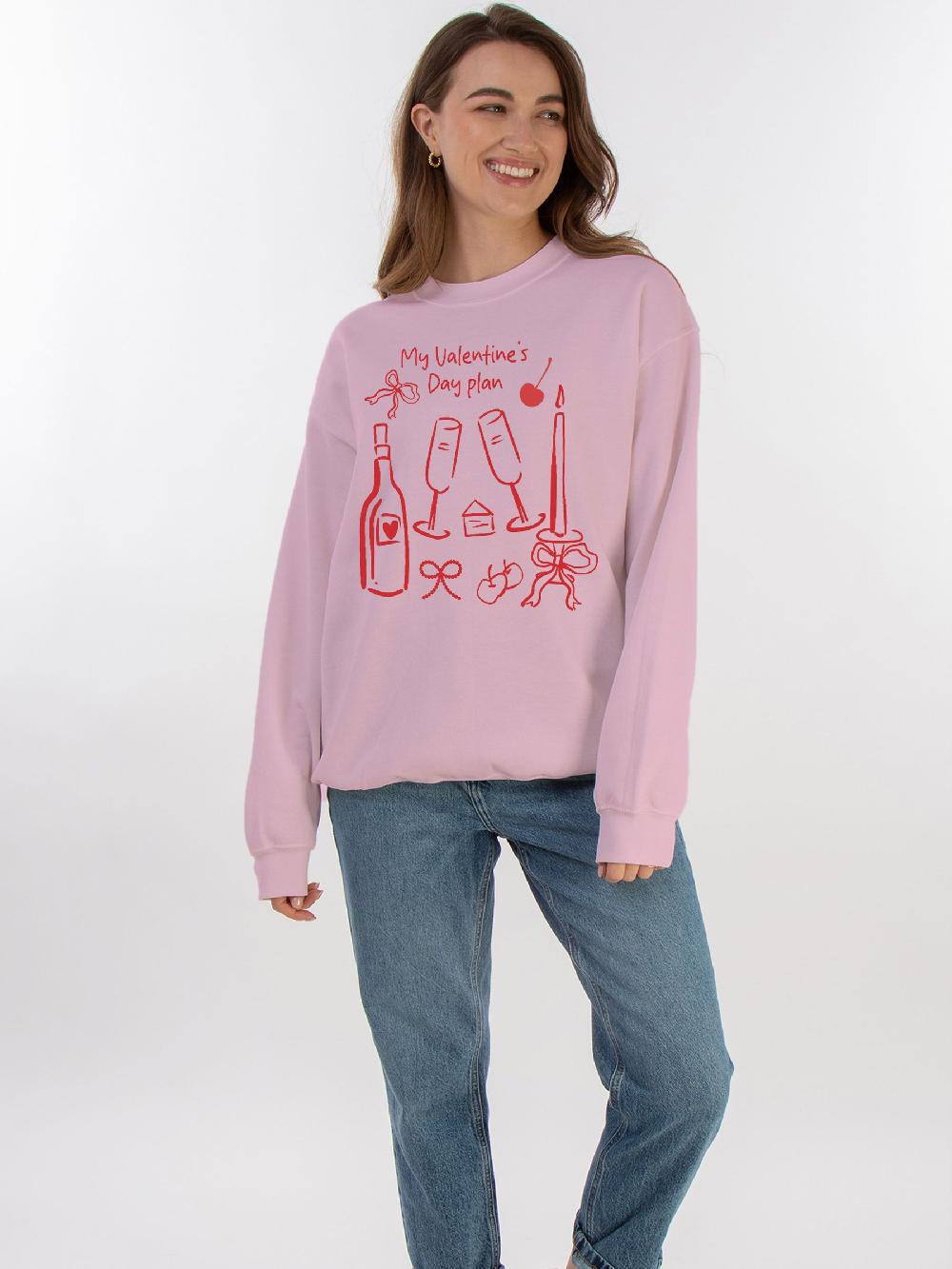 seraphine Brands In Pink Valentine's Day Plans Sweat Top