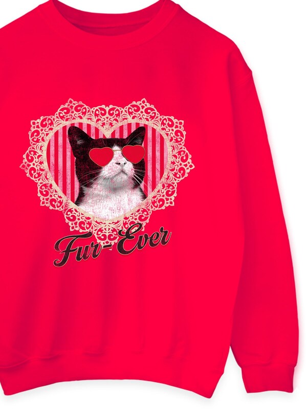 Seraphine Brands In Red Valentine's Day Cat Fur Ever Sweat Top