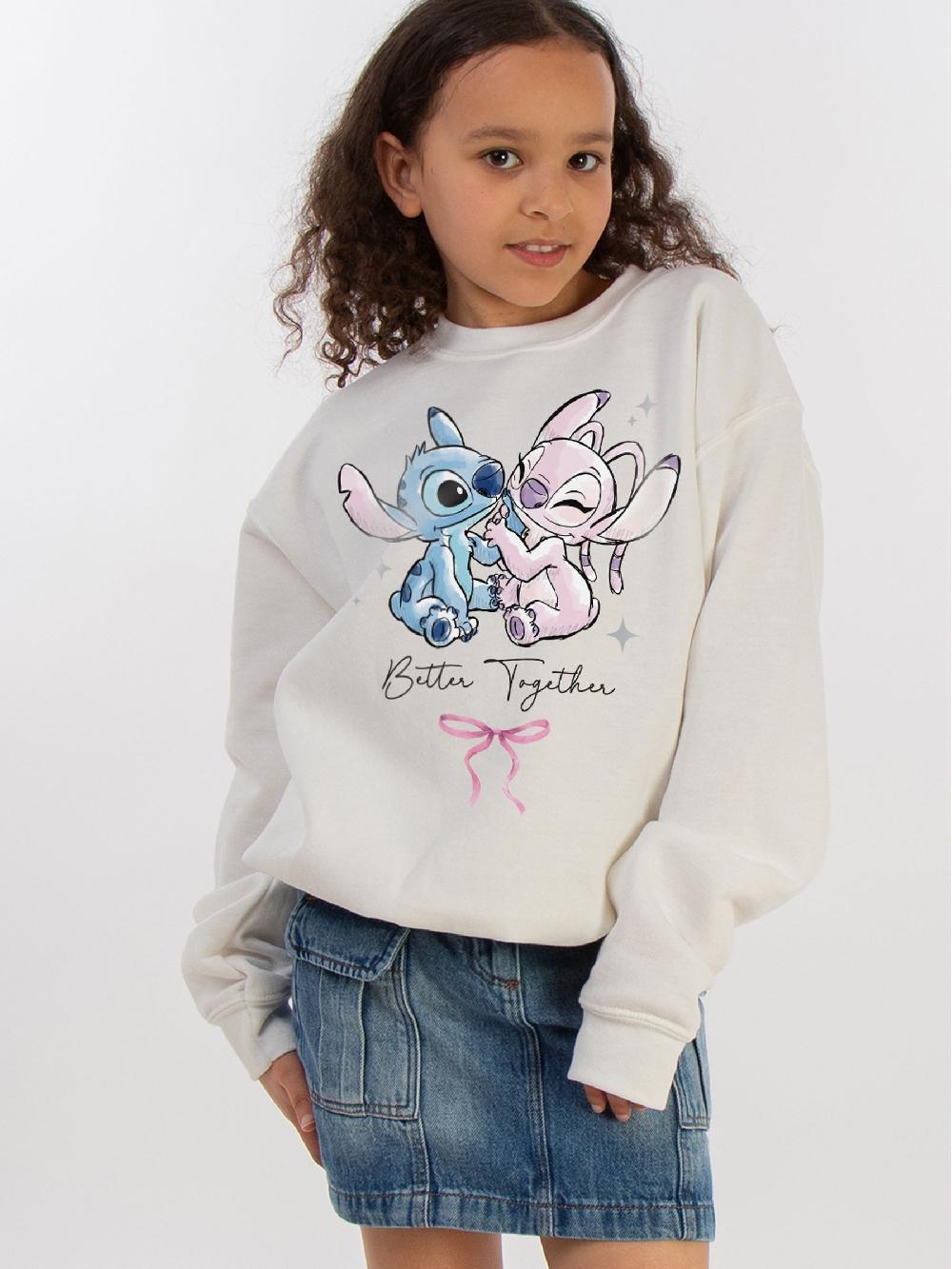 seraphine Brands In White Disney Lilo & Stitch And Angel Better Together Sweatshirt