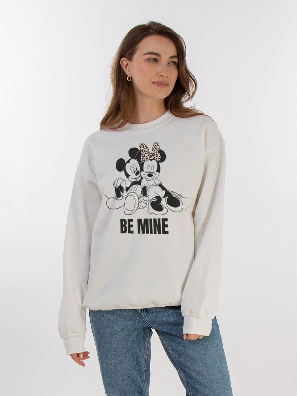 seraphine Brands In White Disney Minnie And Mickey Be Mine Sweatshirt