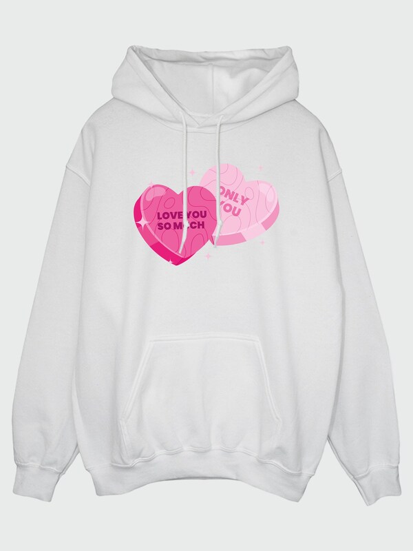 Seraphine Brands In White Valentine's Day Love You Hearts Hoodie