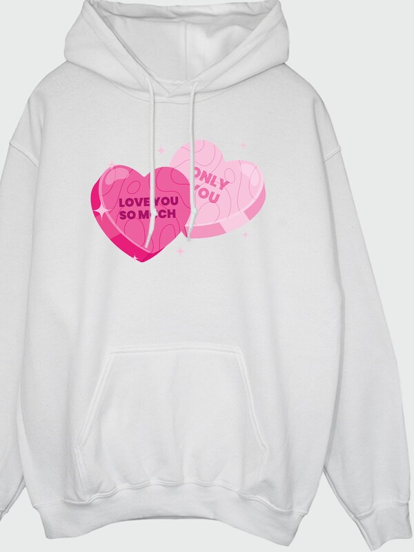 Seraphine Brands In White Valentine's Day Love You Hearts Hoodie