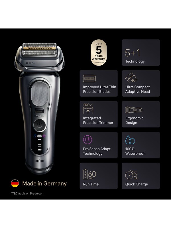 Seraphine Braun Series 9 PRO+ Electric Shaver With Pro Senso Adapt Smart Care Center 9667CC