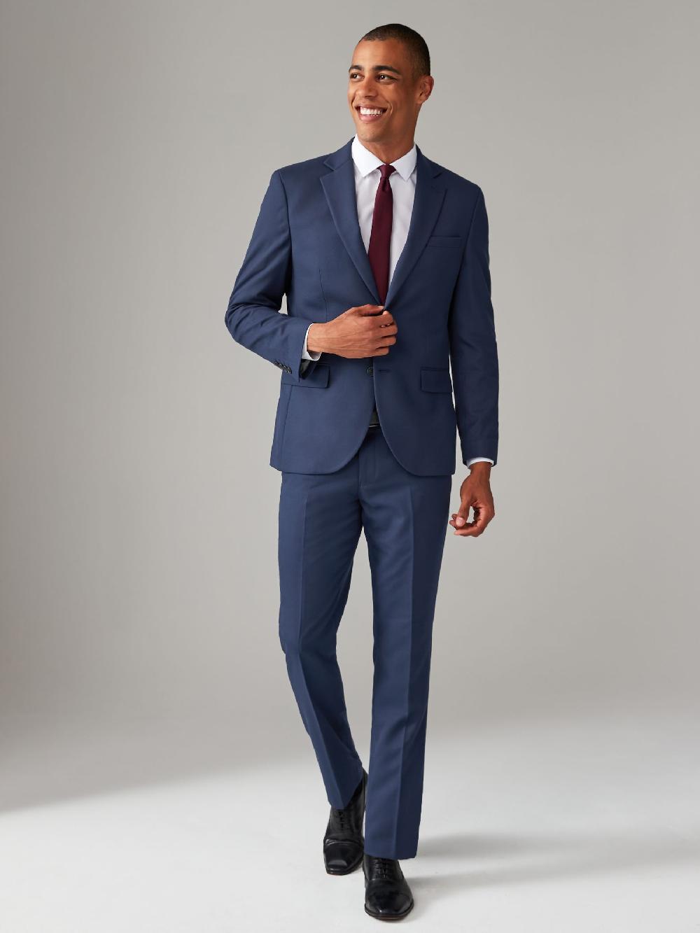 seraphine Bright Blue Regular Fit Textured Suit Jacket