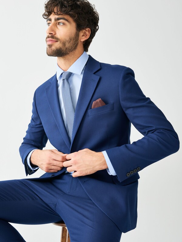 Seraphine Bright Blue Skinny Fit Textured Suit Jacket