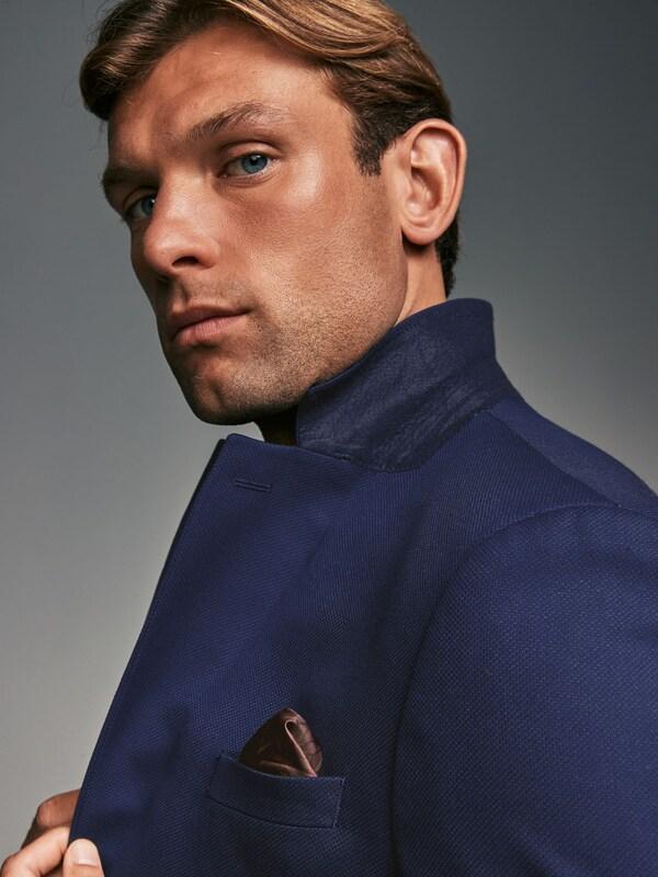 Seraphine Bright Blue Tailored Fit Textured Suit Jacket