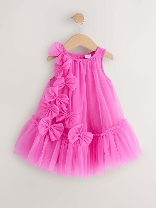 Seraphine Bright Pink Bows Sleeveless Mesh Dress (3mths-7yrs)
