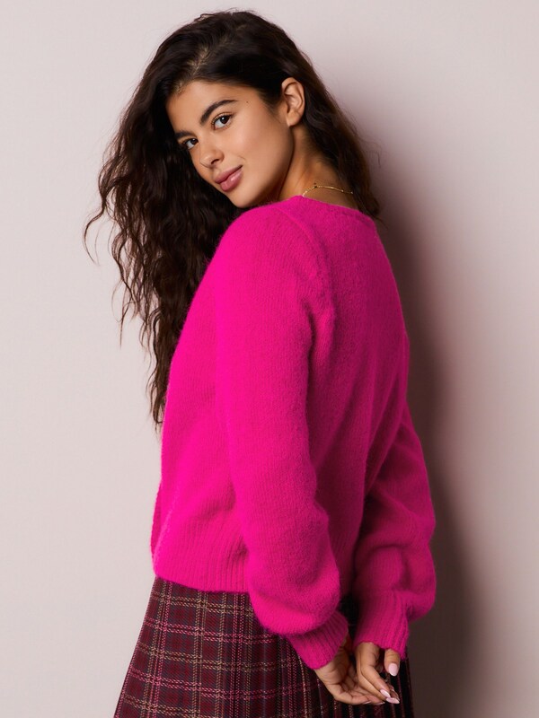 Seraphine Bright Pink Heart Button Cardigan With Wool