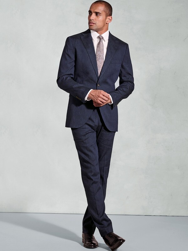 Seraphine Brook Taverner Blue Linen Blend Mixer Suit Jacket