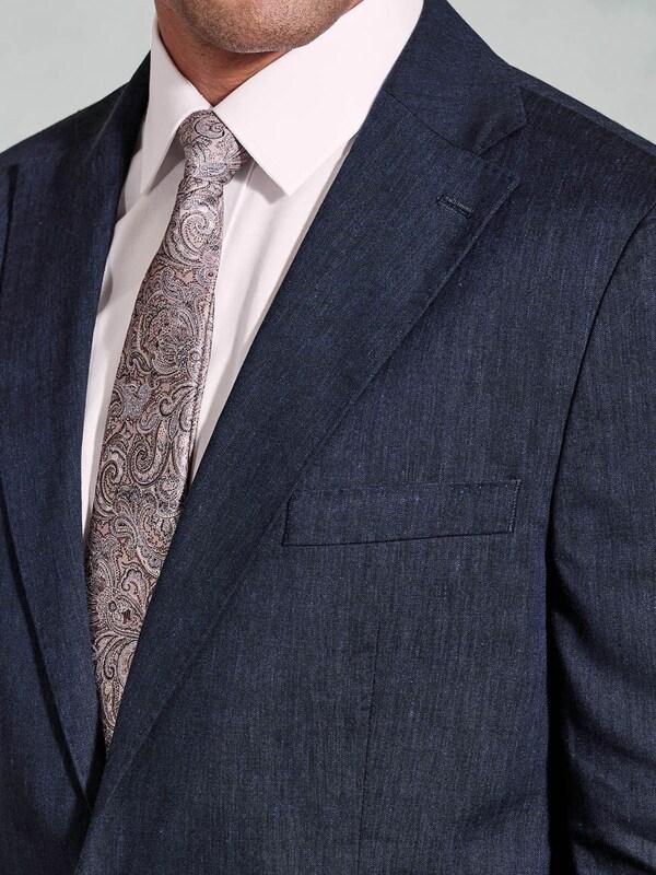 Seraphine Brook Taverner Blue Linen Blend Mixer Suit Jacket