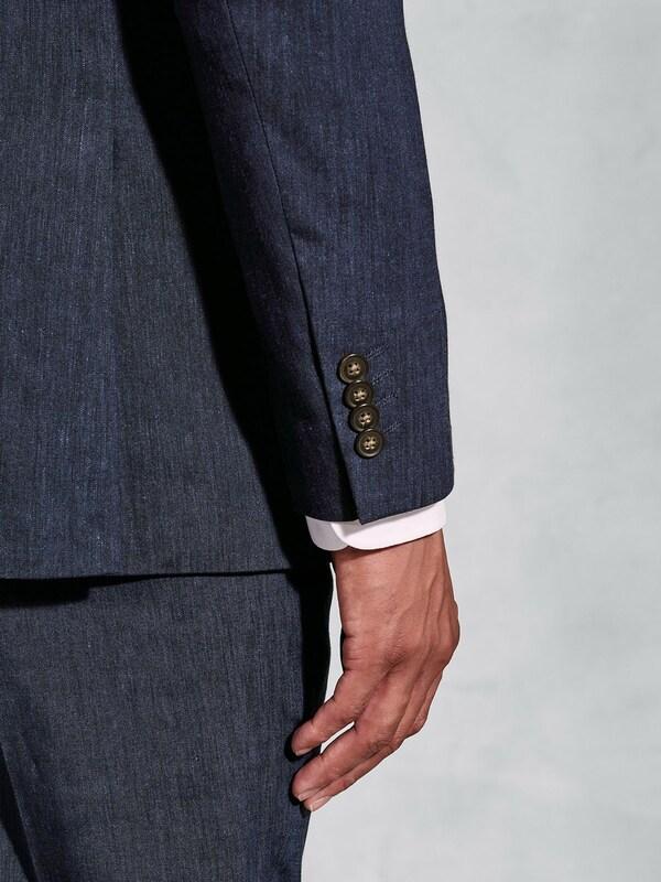 Seraphine Brook Taverner Blue Linen Blend Mixer Suit Jacket