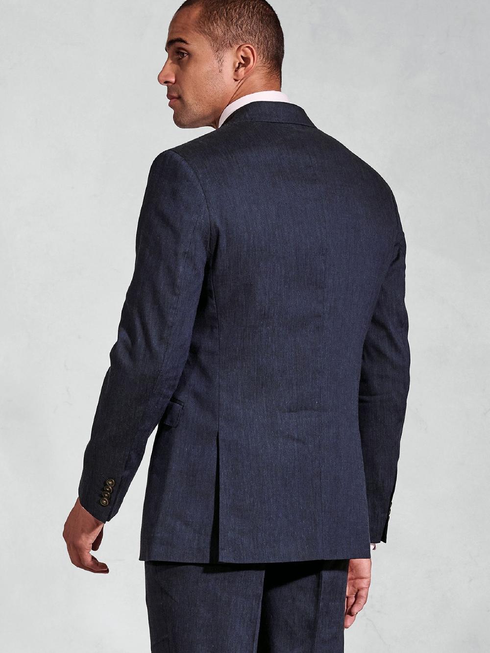 seraphine Brook Taverner Blue Linen Blend Mixer Suit Jacket