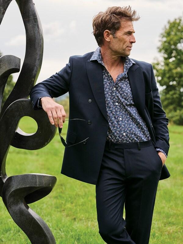 Seraphine Brook Taverner Blue Wool Blend Double Breasted Suit Jacket