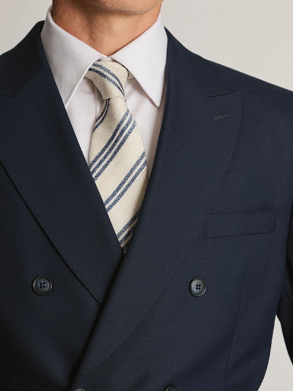 seraphine Brook Taverner Blue Wool Blend Double Breasted Suit Jacket