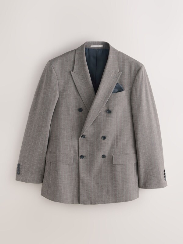 Seraphine Brown Loose Fit Striped Double Breasted Suit Jacket