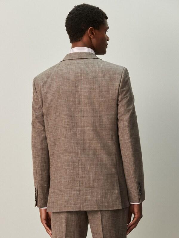 Seraphine Brown Regular Fit Trimmed Check Suit Jacket