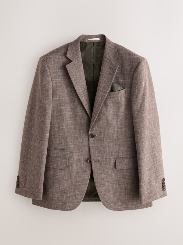 Seraphine Brown Regular Fit Trimmed Check Suit Jacket