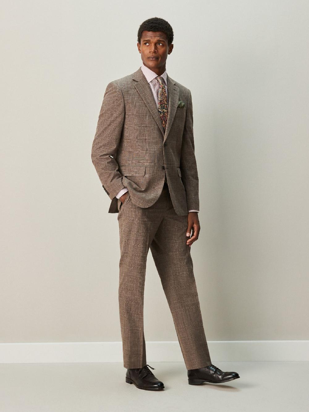 seraphine Brown Regular Fit Trimmed Check Suit Jacket seraphine Brown Regular Fit Trimmed Check Suit Jacket