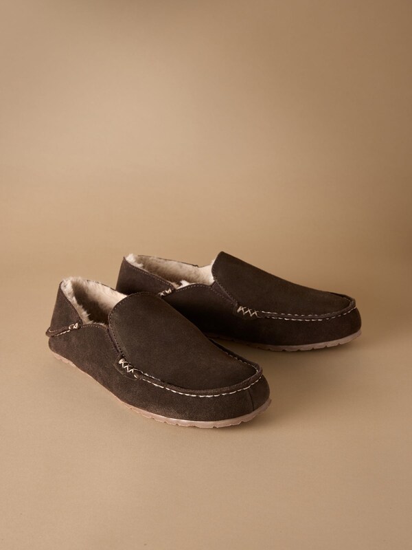 Seraphine Brown Signature Kickdown Suede Moccasin Slippers