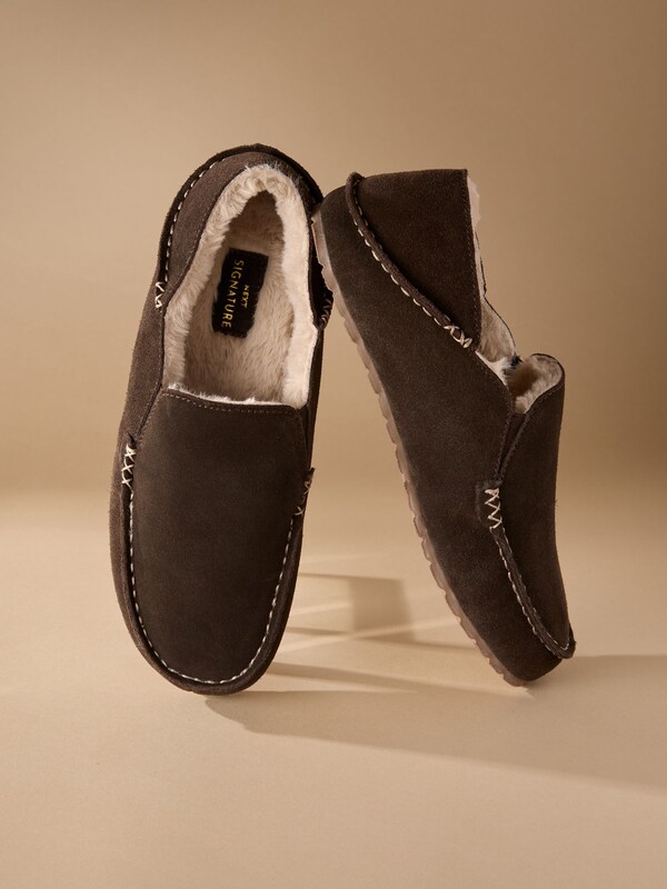 Seraphine Brown Signature Kickdown Suede Moccasin Slippers