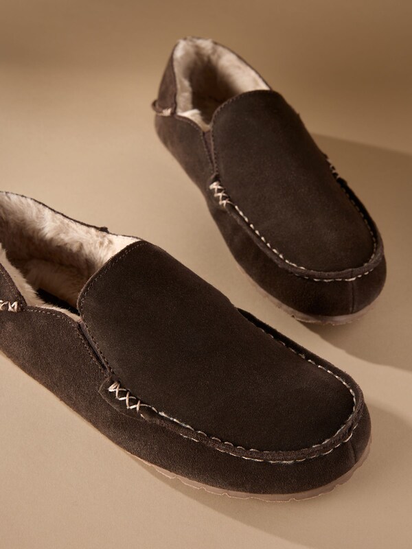 Seraphine Brown Signature Kickdown Suede Moccasin Slippers