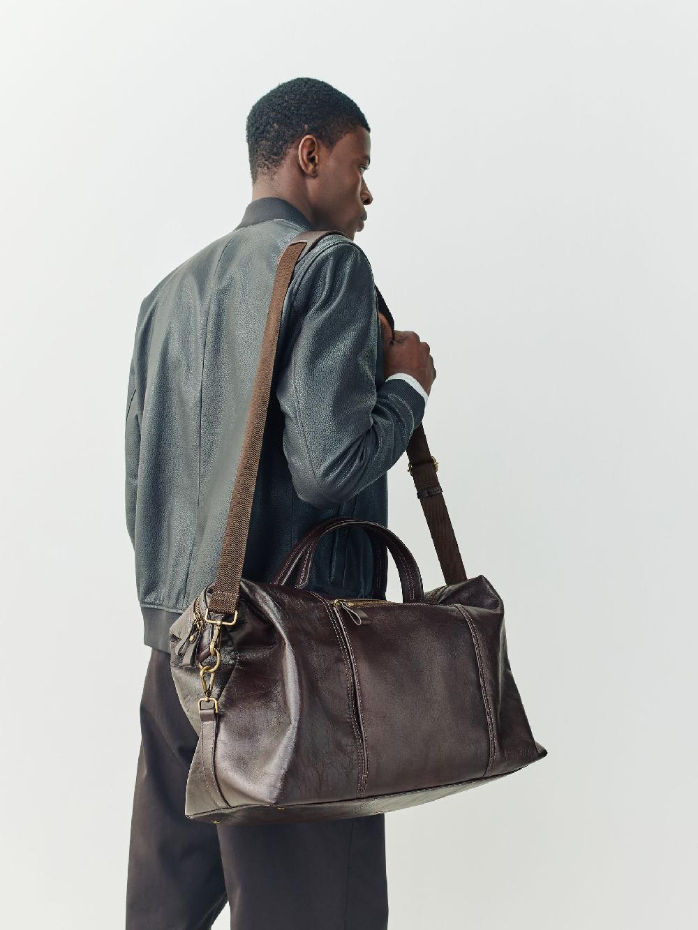 seraphine Brown Signature Leather Weekend Holdall Bag