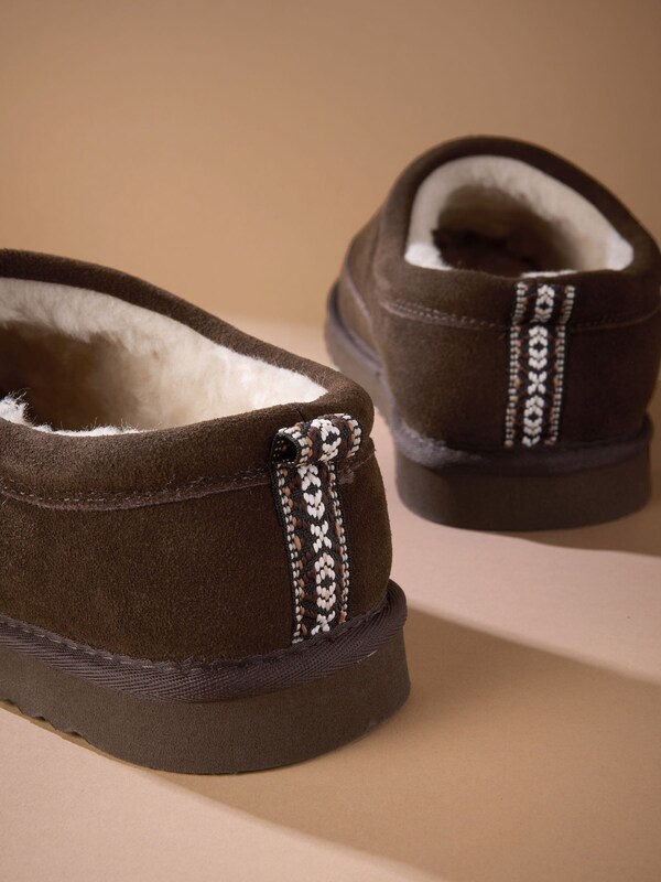 Seraphine Brown Signature Suede Faux Fur Lined Slippers
