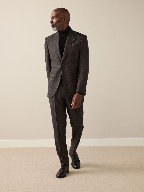 Seraphine Brown Slim Fit Signature Cerruti Italian Wool Puppytooth Suit Jacket