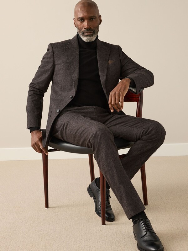 Seraphine Brown Slim Fit Signature Cerruti Italian Wool Puppytooth Suit Jacket