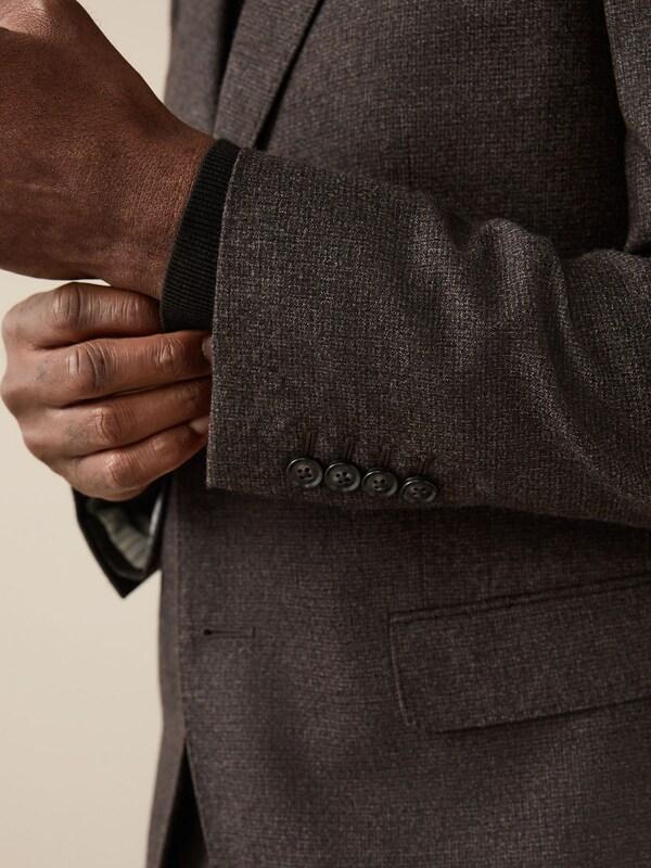 Seraphine Brown Slim Fit Signature Cerruti Italian Wool Puppytooth Suit Jacket