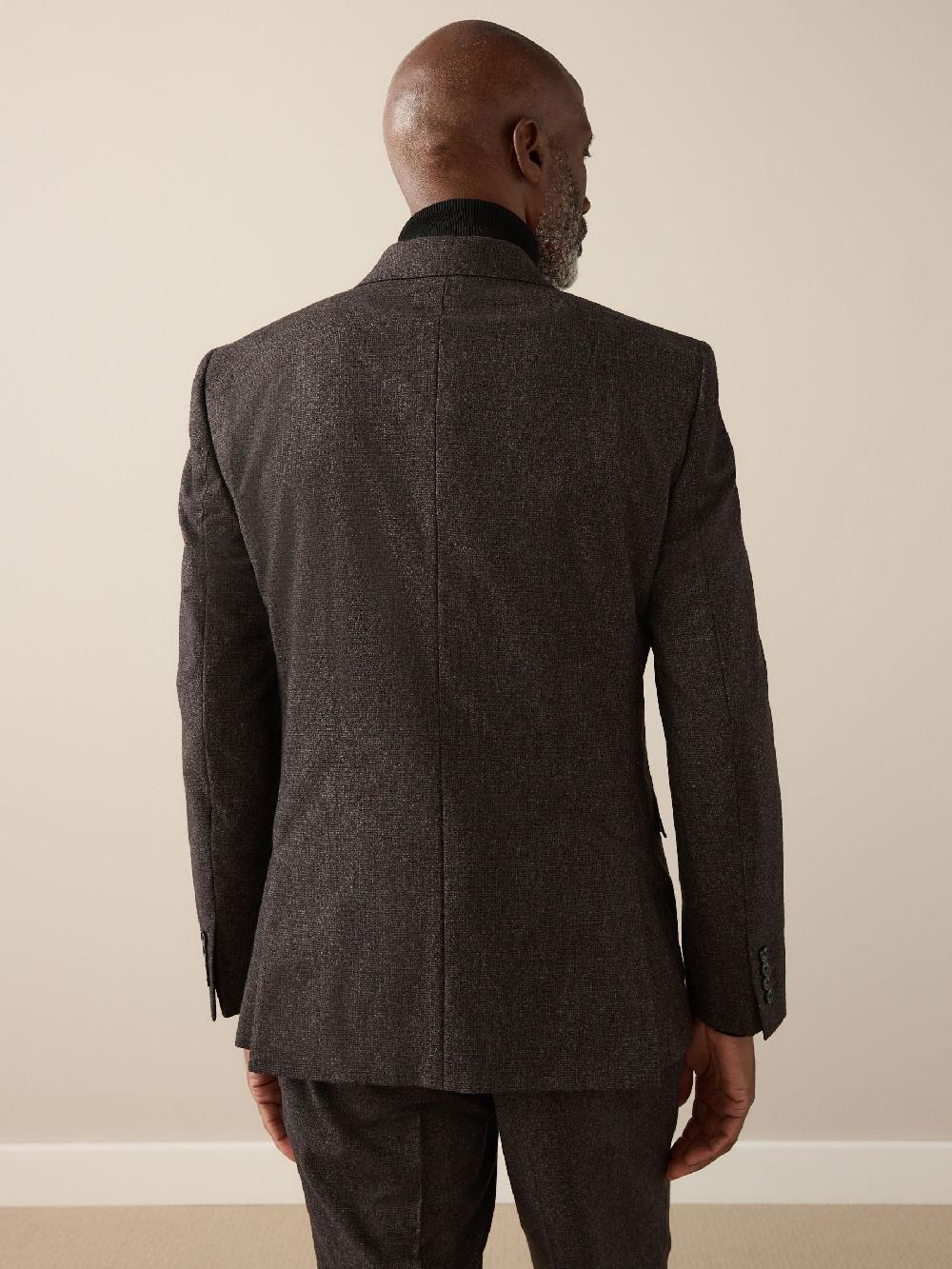 seraphine Brown Slim Fit Signature Cerruti Italian Wool Puppytooth Suit Jacket