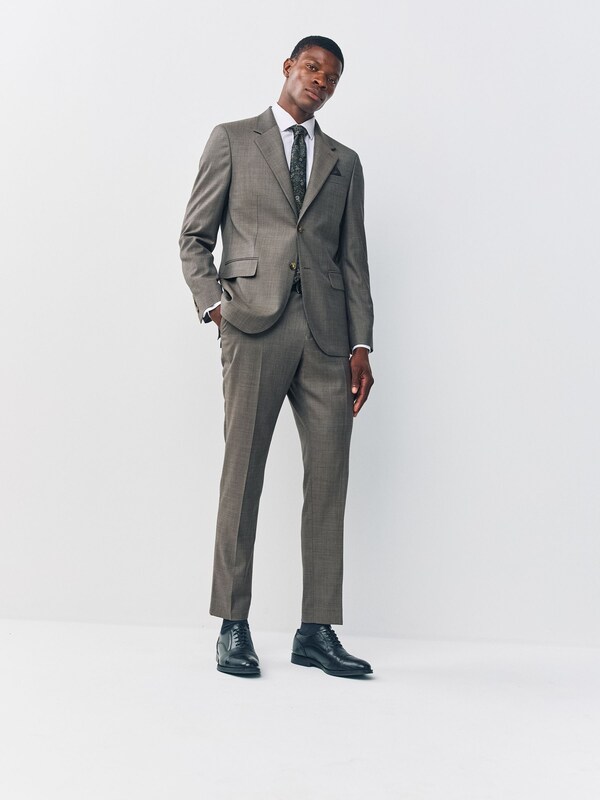 Seraphine Brown Slim Fit Signature Cerutti 100% Italian Wool Suit Jacket