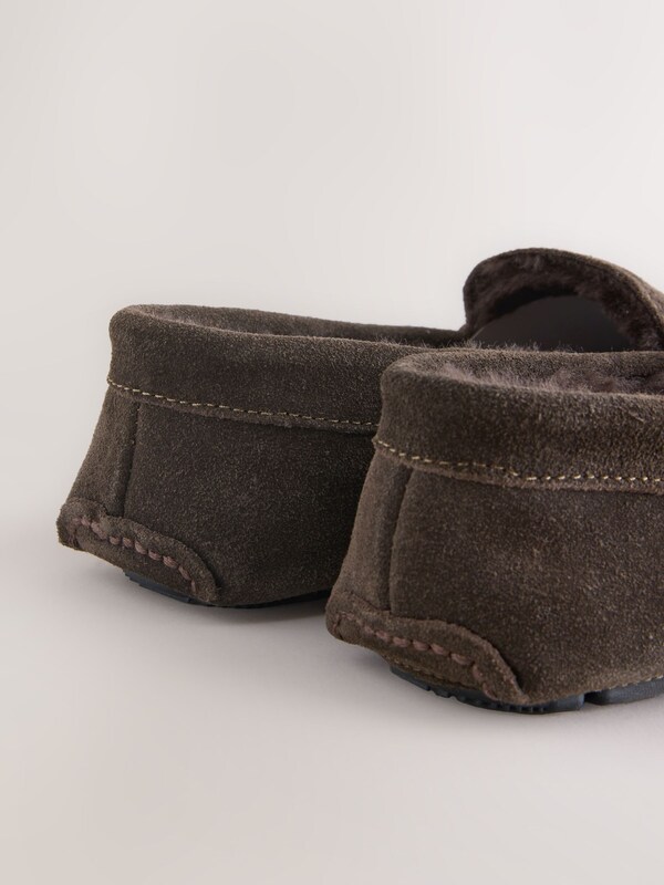 Seraphine Brown Suede Faux Fur Lined Moccasin Slippers