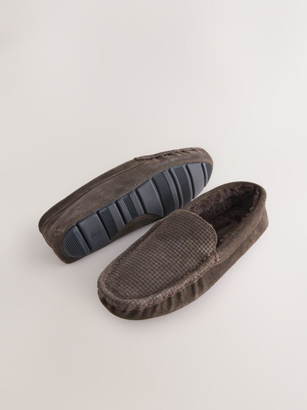 Seraphine Brown Suede Faux Fur Lined Moccasin Slippers