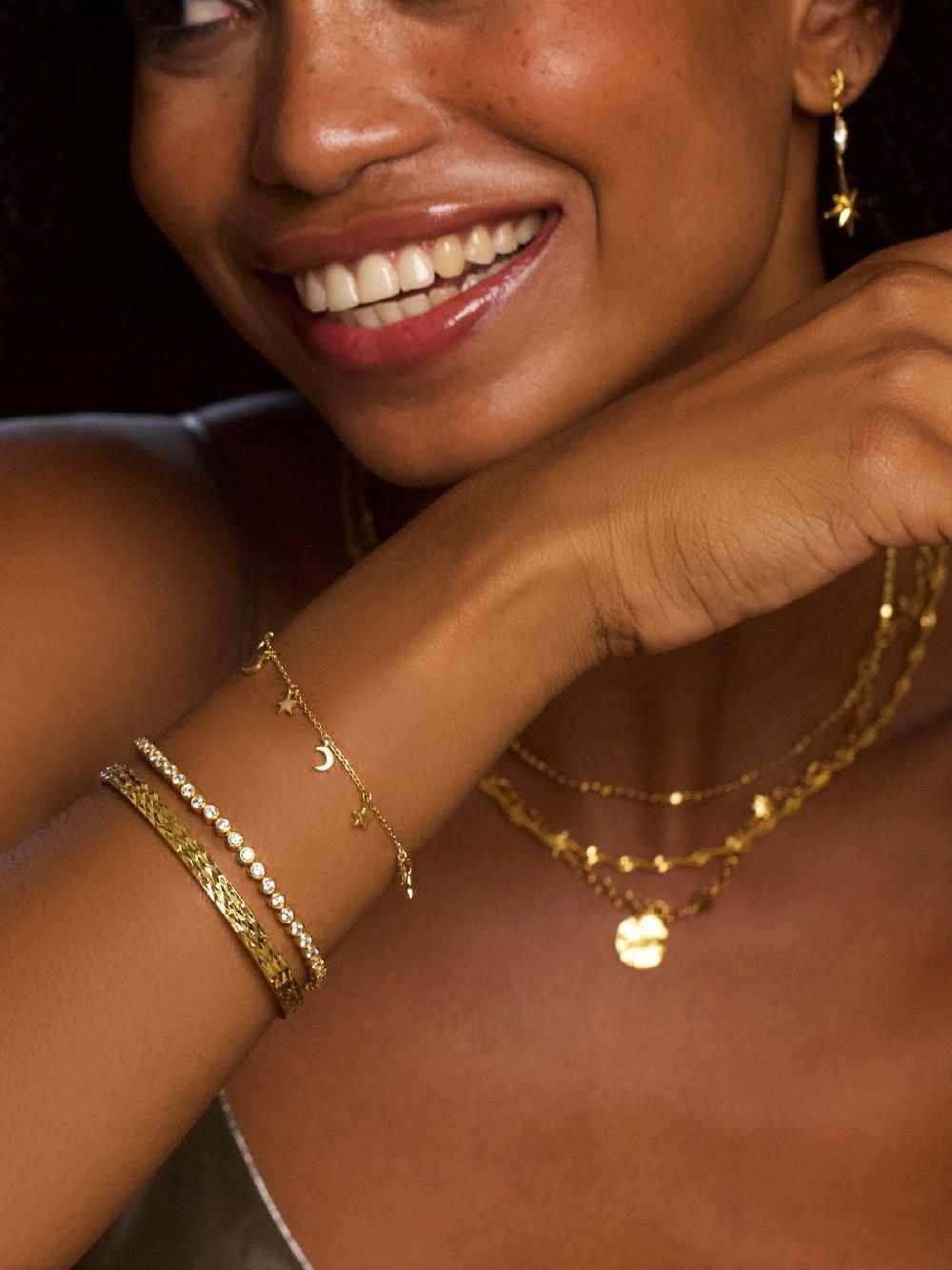 seraphine Carrie Elizabeth Gold Tone CZ Tennis Bracelet