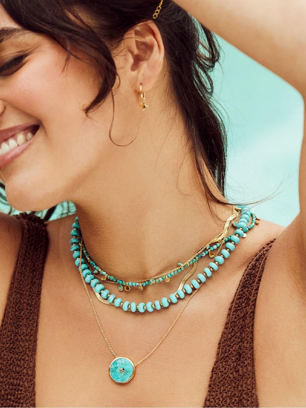 seraphine Carrie Elizabeth Gold Tone Night Sky Turquoise Necklace