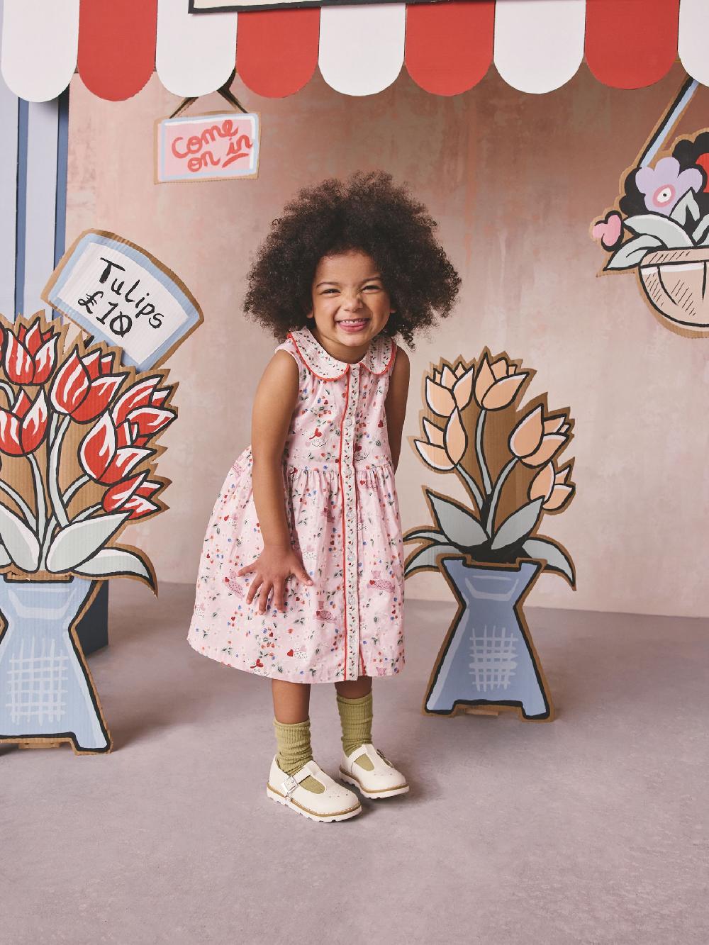 seraphine Cath Kidston Pink Ditsy Cotton Collar Dress (3mths-8yrs)