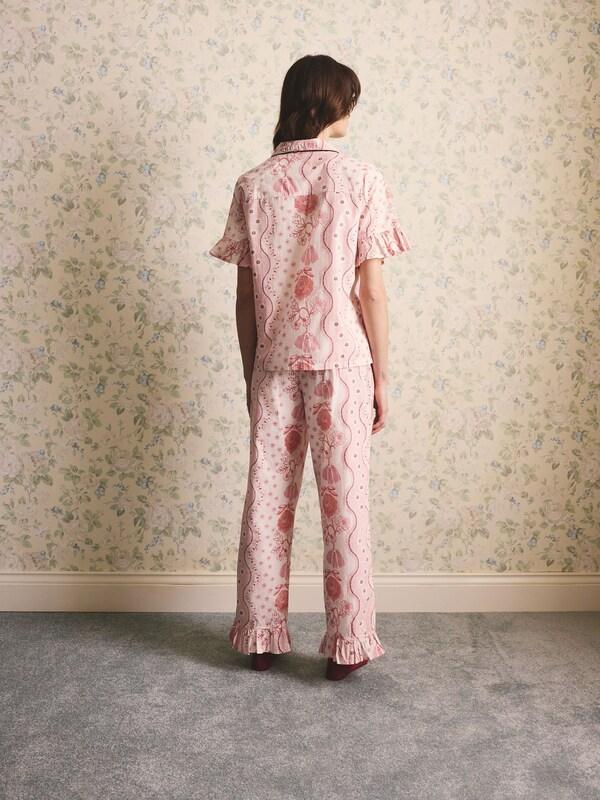 Seraphine Cath Kidston Pink Spitefields Print Cotton Button Through Woven Pyjamas