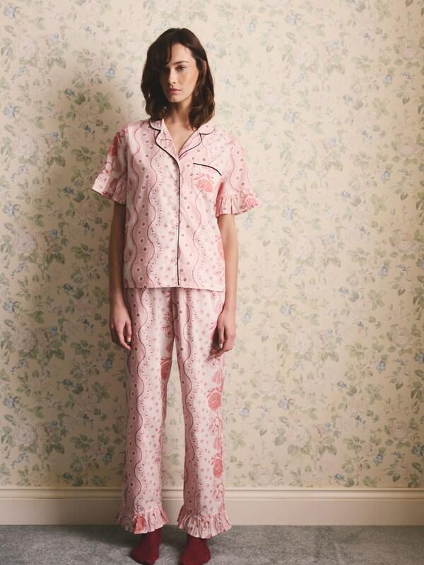 Seraphine Cath Kidston Pink Spitefields Print Cotton Button Through Woven Pyjamas