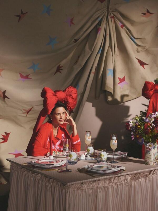 Seraphine Cath Kidston Red Festive Bow Woven Viscose Pyjamas