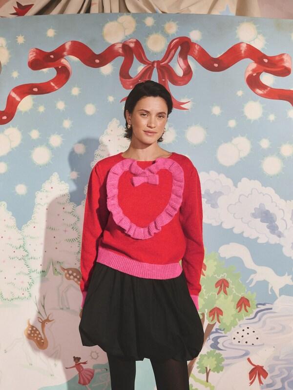 Seraphine Cath Kidston Red Knitted Heart Crew Neck Jumper