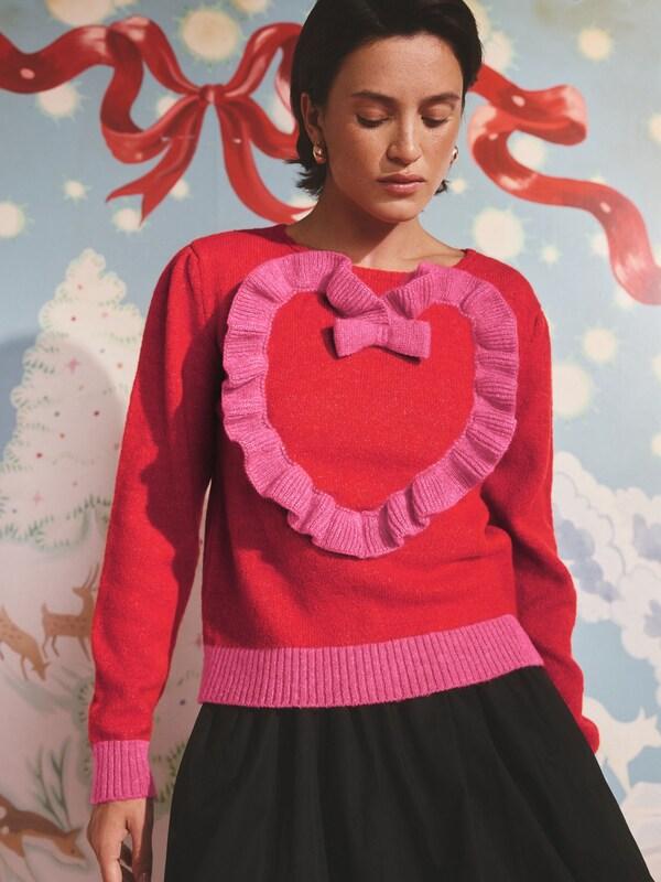 Seraphine Cath Kidston Red Knitted Heart Crew Neck Jumper