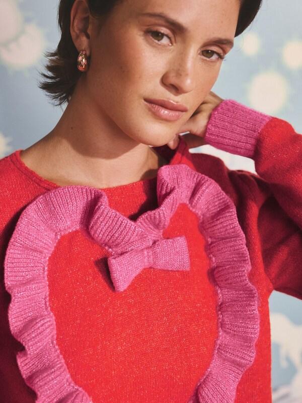 Seraphine Cath Kidston Red Knitted Heart Crew Neck Jumper