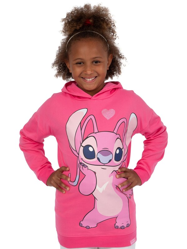 Seraphine Character Pink 100% Cotton Disney Lilo And Stitch Angel Glitter Hoodie