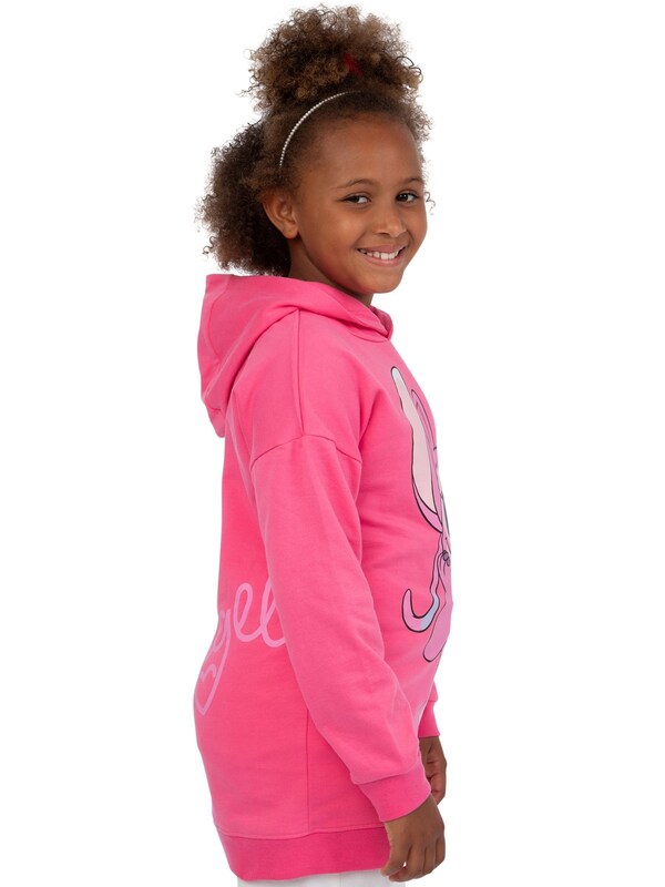 Seraphine Character Pink 100% Cotton Disney Lilo And Stitch Angel Glitter Hoodie