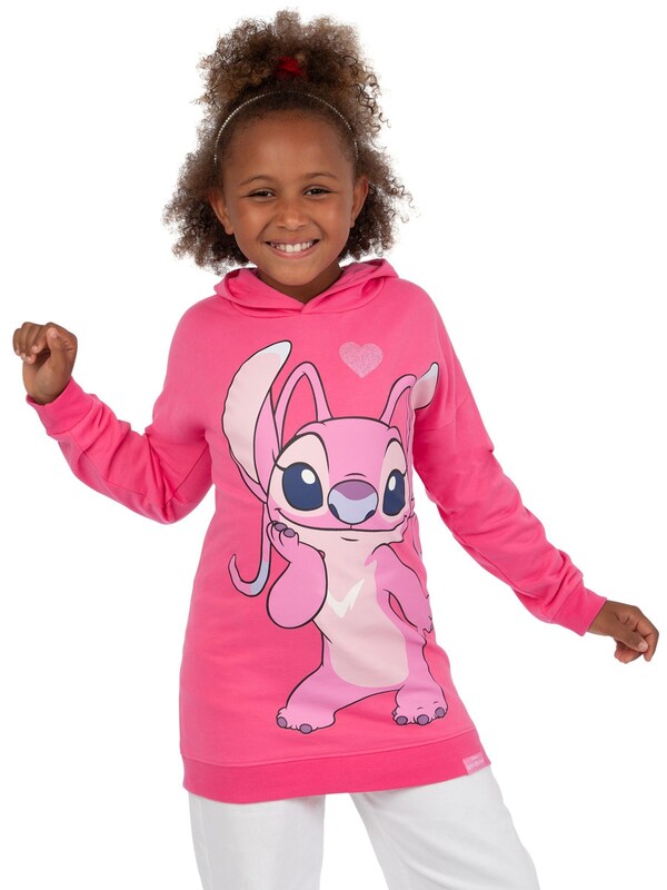 Seraphine Character Pink 100% Cotton Disney Lilo And Stitch Angel Glitter Hoodie
