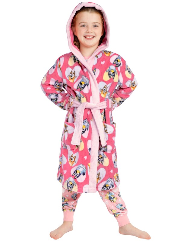 Seraphine Character Pink Bluey And Bingo Hearts Dressing Gown
