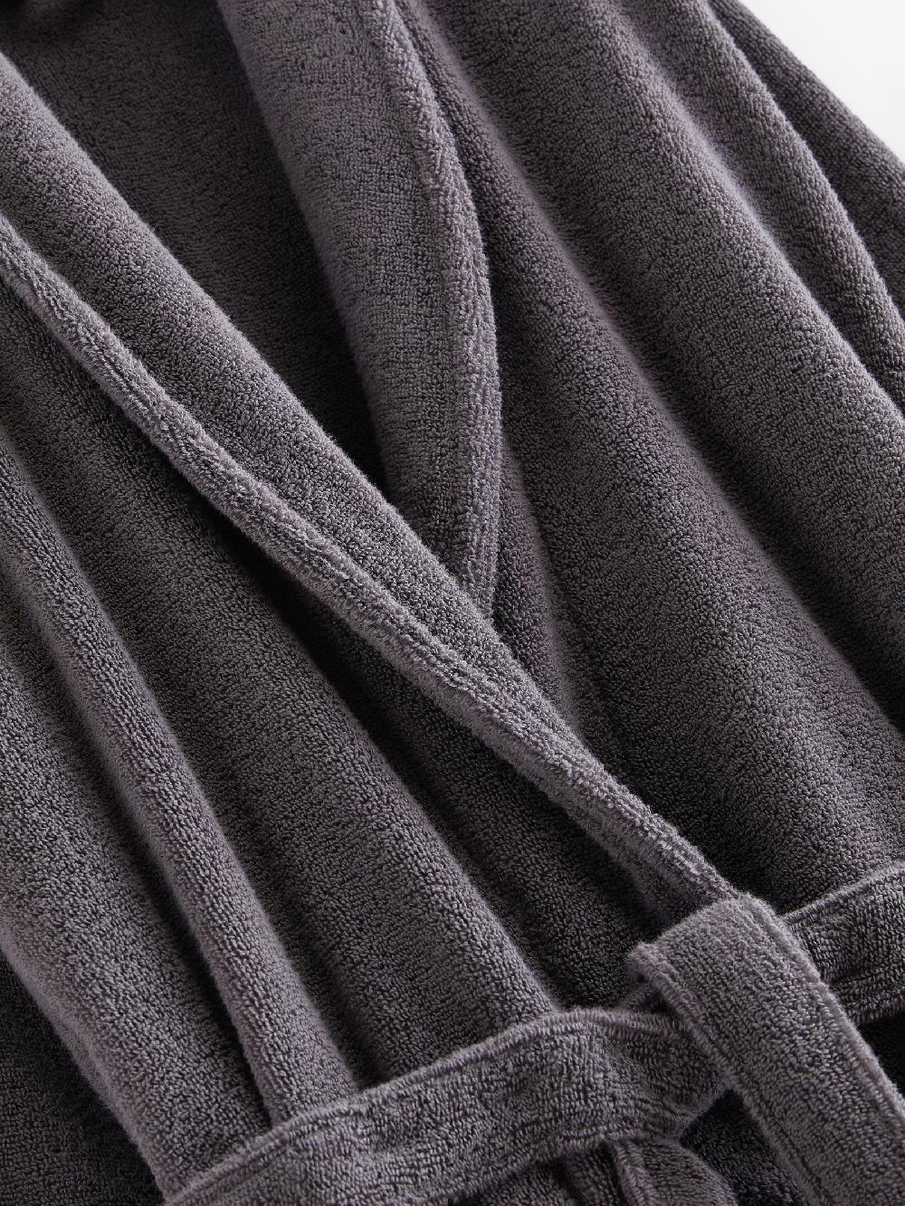 seraphine Charcoal Grey Cotton Towelling Dressing Gown