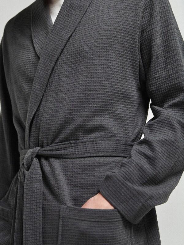 Seraphine Charcoal Grey Lightweight Waffle Dressing Gown