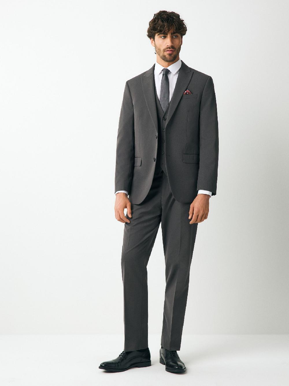 seraphine Charcoal Grey Regular Fit Two Button Suit Jacket